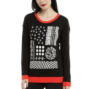 Twenty One Pilots Juniors Red Trim Intarsia Blurry Face Sweater New Large